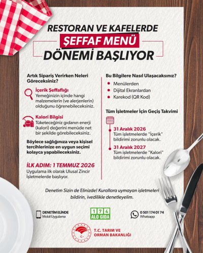 Karaman'da Restoran ve Kafelerde Şeffaf Menü Uygulaması Başlıyor