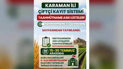 Karaman'da ÇKS Askı Listeleri Yayınlandı: İtiraz Süresi Başladı