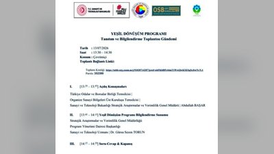 Karaman TSO'dan Üyelere Yeşil Dönüşüm Destekleri İçin Çevrimiçi Bilgilendirme Toplantısı Duyurusu