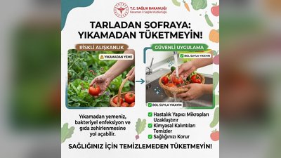 Karaman Valiliği'nden Önemli Sağlık Uyarısı: Meyve ve Sebzeleri Yıkamadan Tüketmeyin!