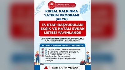 Karaman İl Tarım ve Orman Müdürlüğü'nden Kırsal Kalkınma Yatırımcılarına Son Uyarı: Evrakları Tamamlayın
